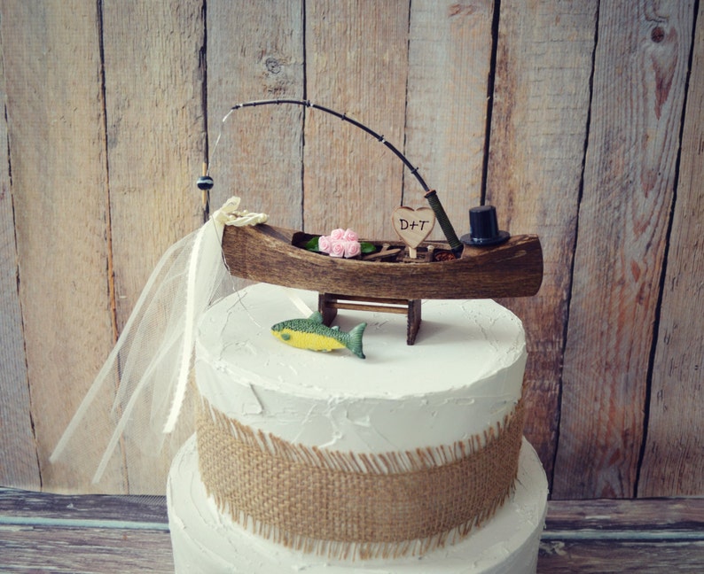 Canoe-paddle boat-bass fishing-fishing groom-wedding cake ...