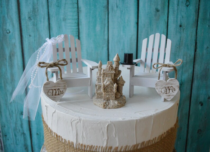 Sand Castle Wedding Cake Topper Beach Adirondack Chair Beach Etsy
