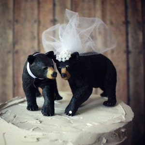 Black bear-wedding cake topper-brown bear-grizzly bear-bear lover-bear wedding topper-rustic wedding-rustic image 2