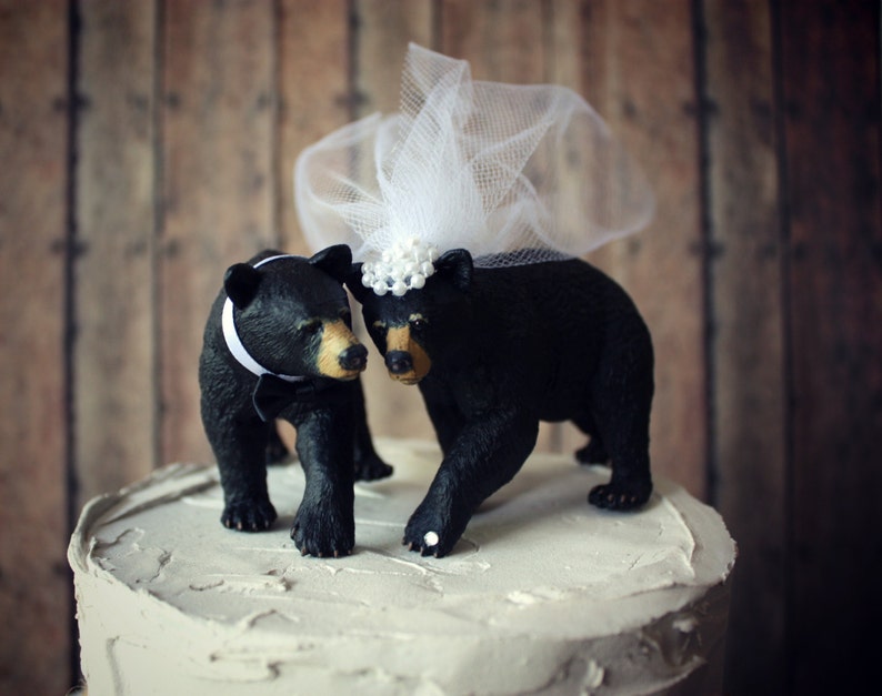 Black bear-wedding cake topper-brown bear-grizzly bear-bear lover-bear wedding topper-rustic wedding-rustic image 2