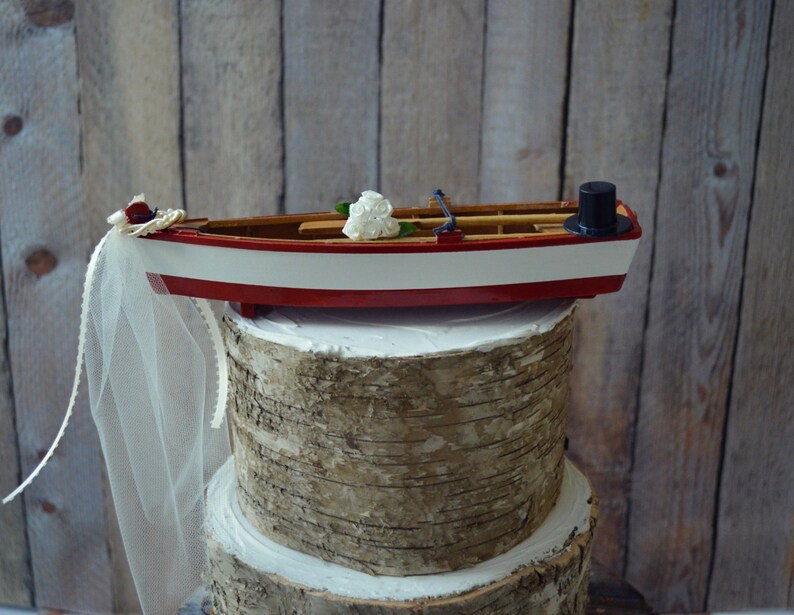 rowboat nautical wedding-cake topper-boat cake topper-boat