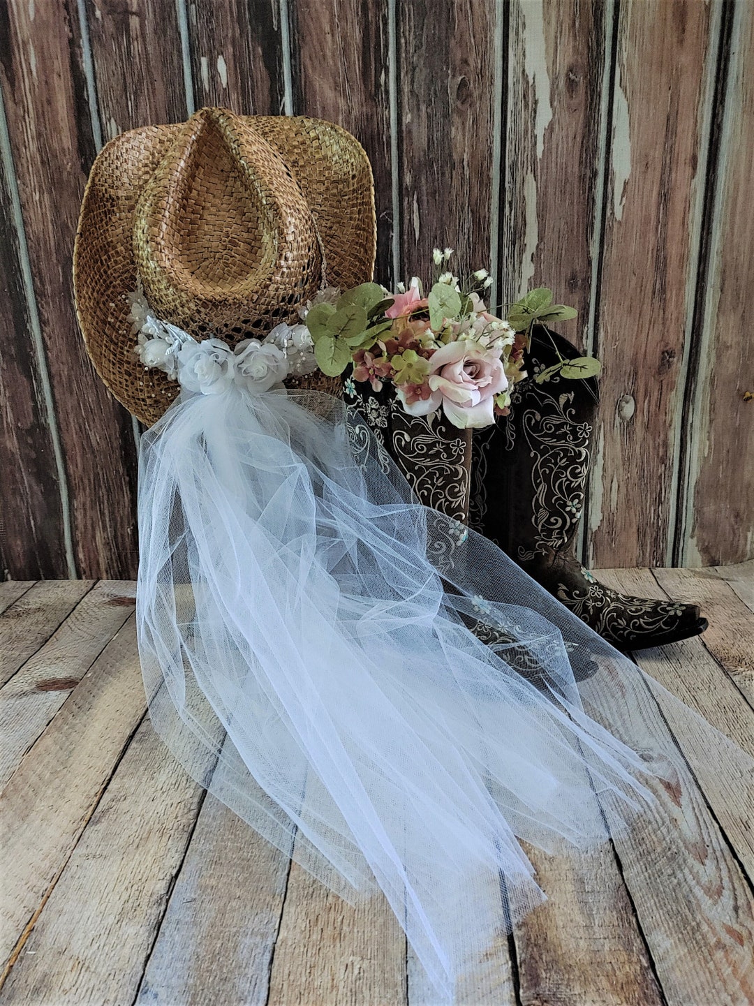 Cowgirl Wedding Hat-western Wedding-cowgirl Wedding-white Cowgirl