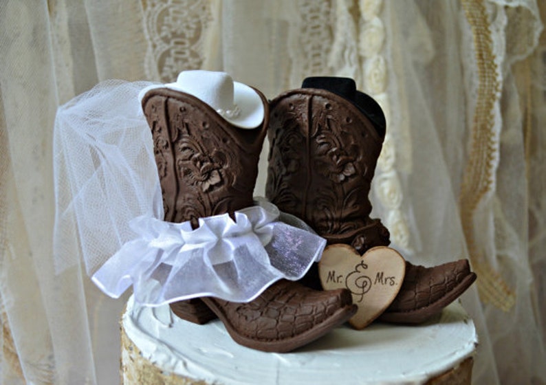Western Cowboy Bottes Gateau De Mariage Topper Western Etsy