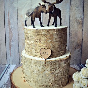 Moose wedding cake topper-Alaskan Moose-Moose cake topper-Rustic Cake topper-Hunting cake topper image 2