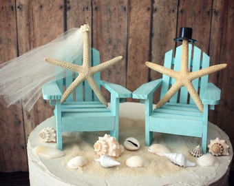 Ivory bride-Adirondack chair-wedding cake topper-miniature-beach chair-beach wedding-destination wedding-starfish