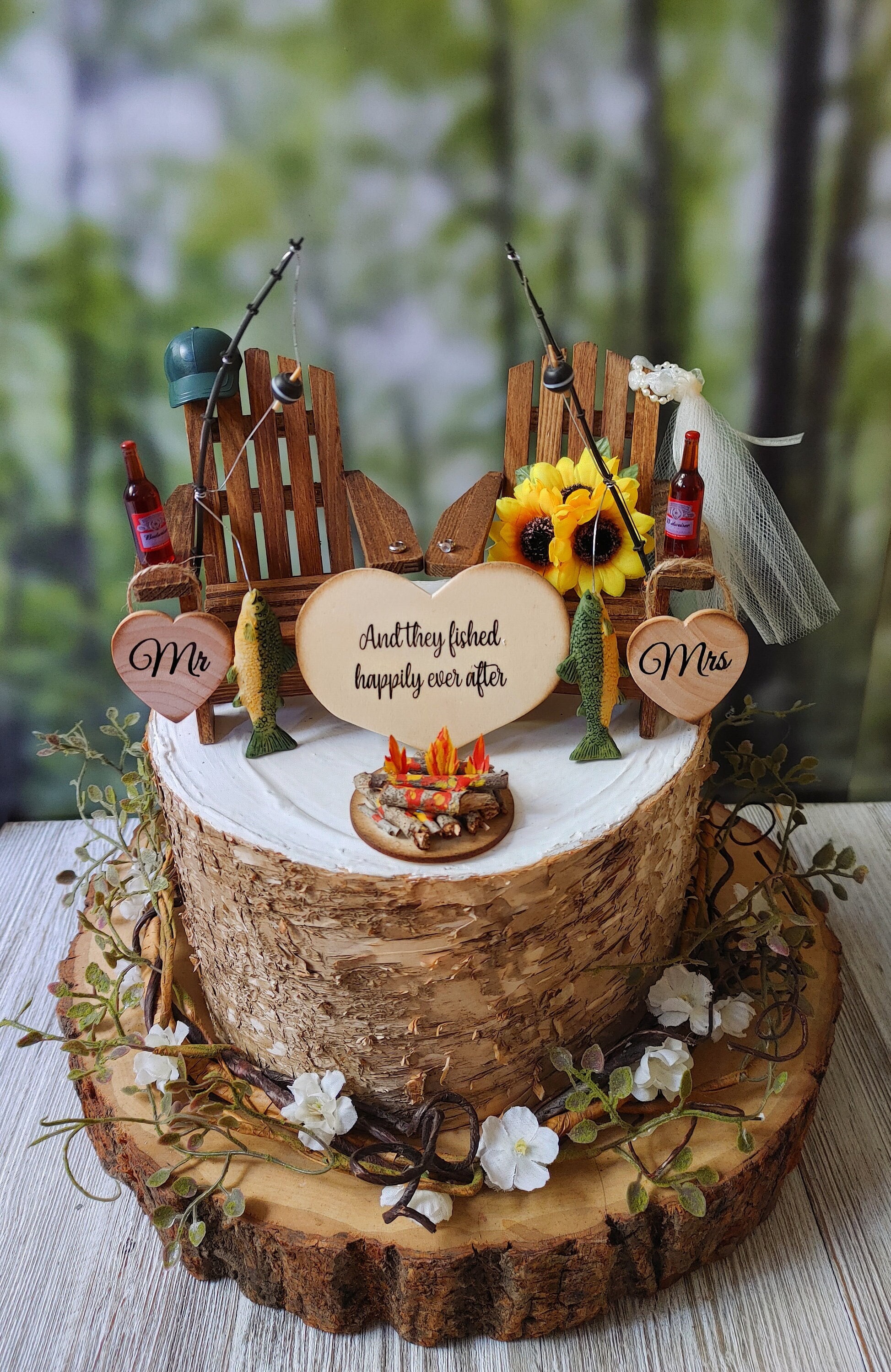 Fishing Bride and Groom Hunting Wedding Cake Topper – OwlTopThat