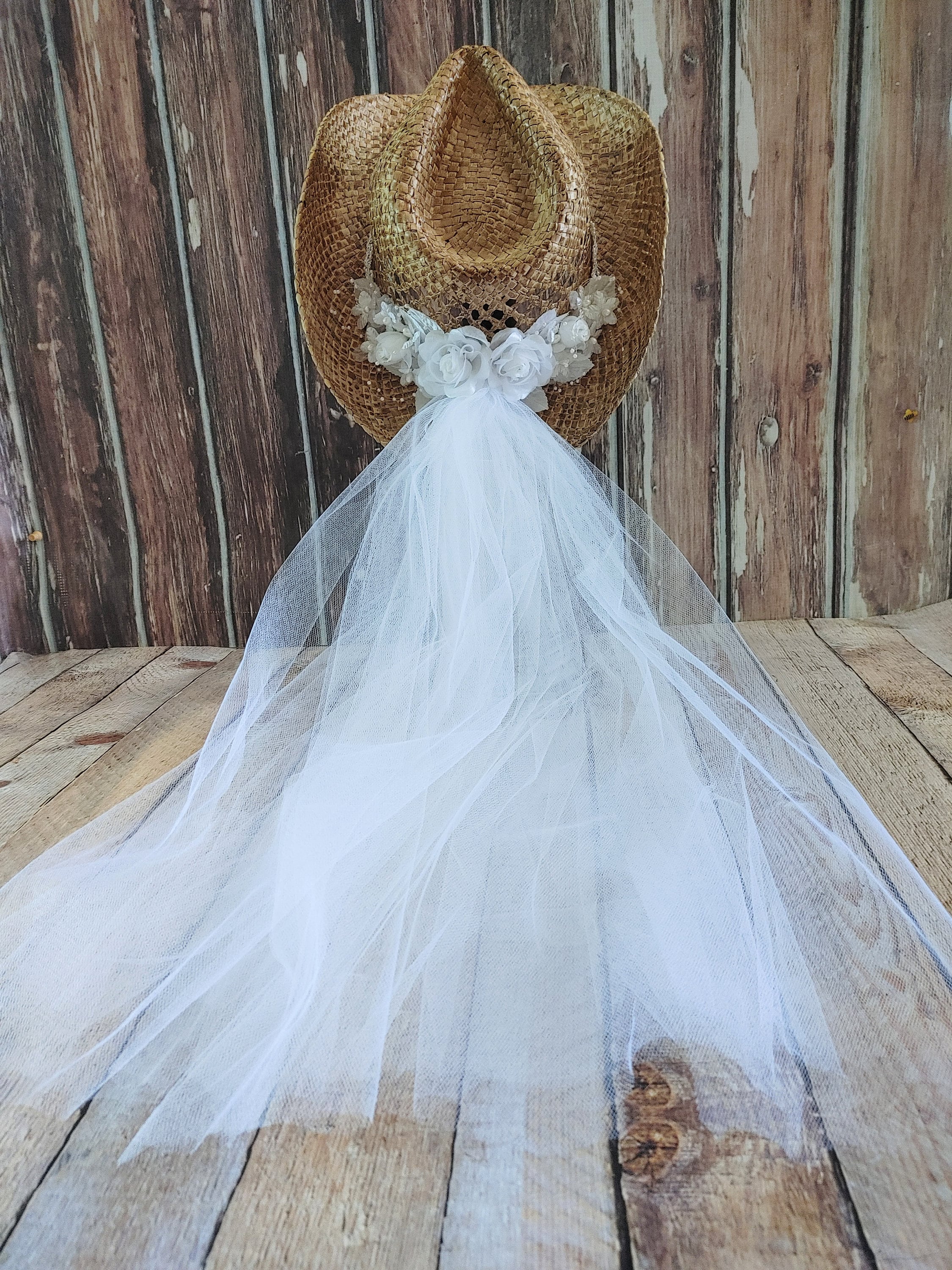 4987 Bride Cowgirl Hat With Veil & Sash- Women White Cowboy White Cowboy Cowgirl Bride Bling Hat With Veil and Sash  main image 4