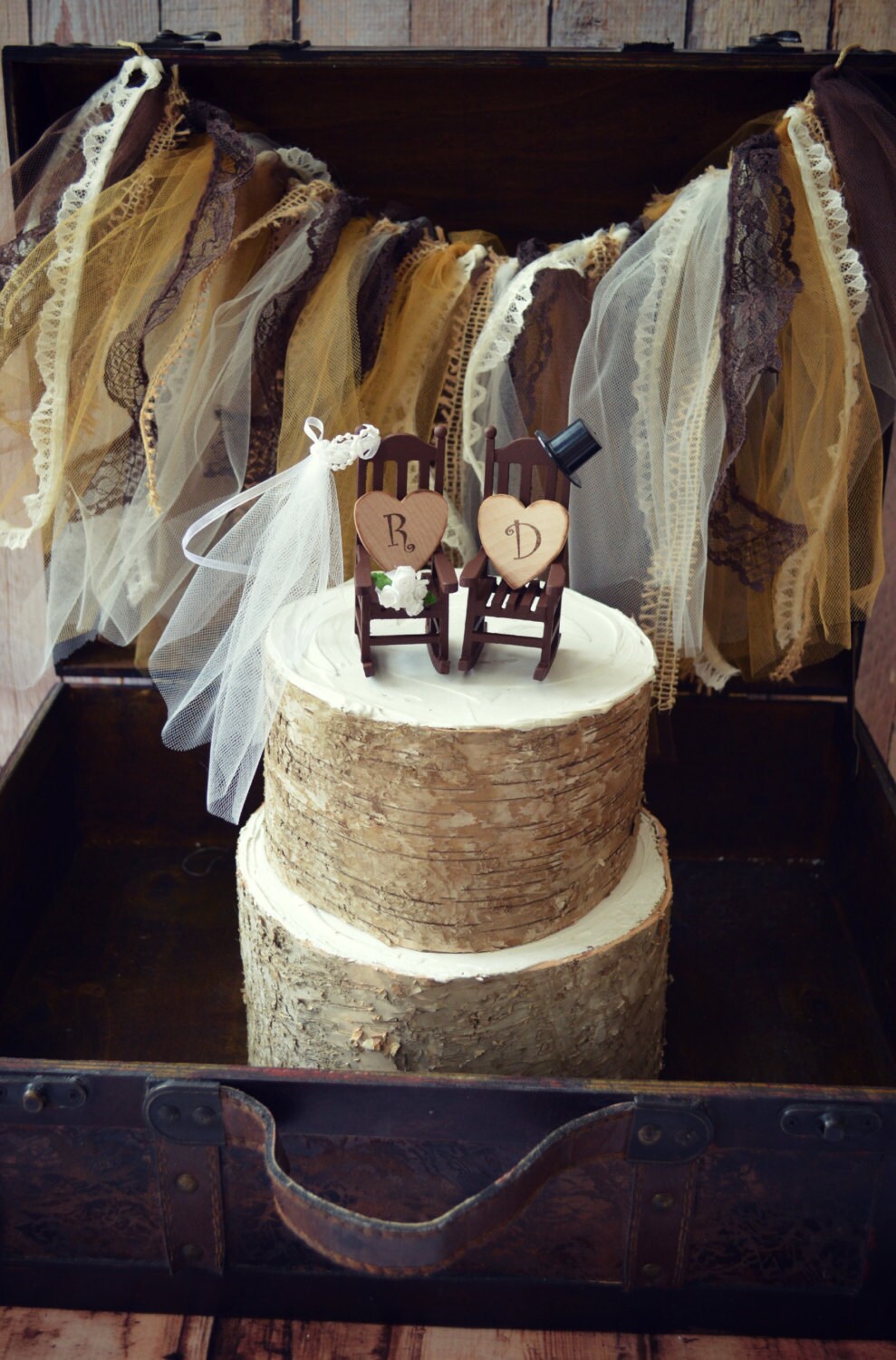 Rocking chaircake topperrusticshabbywoodlandsMr.and
