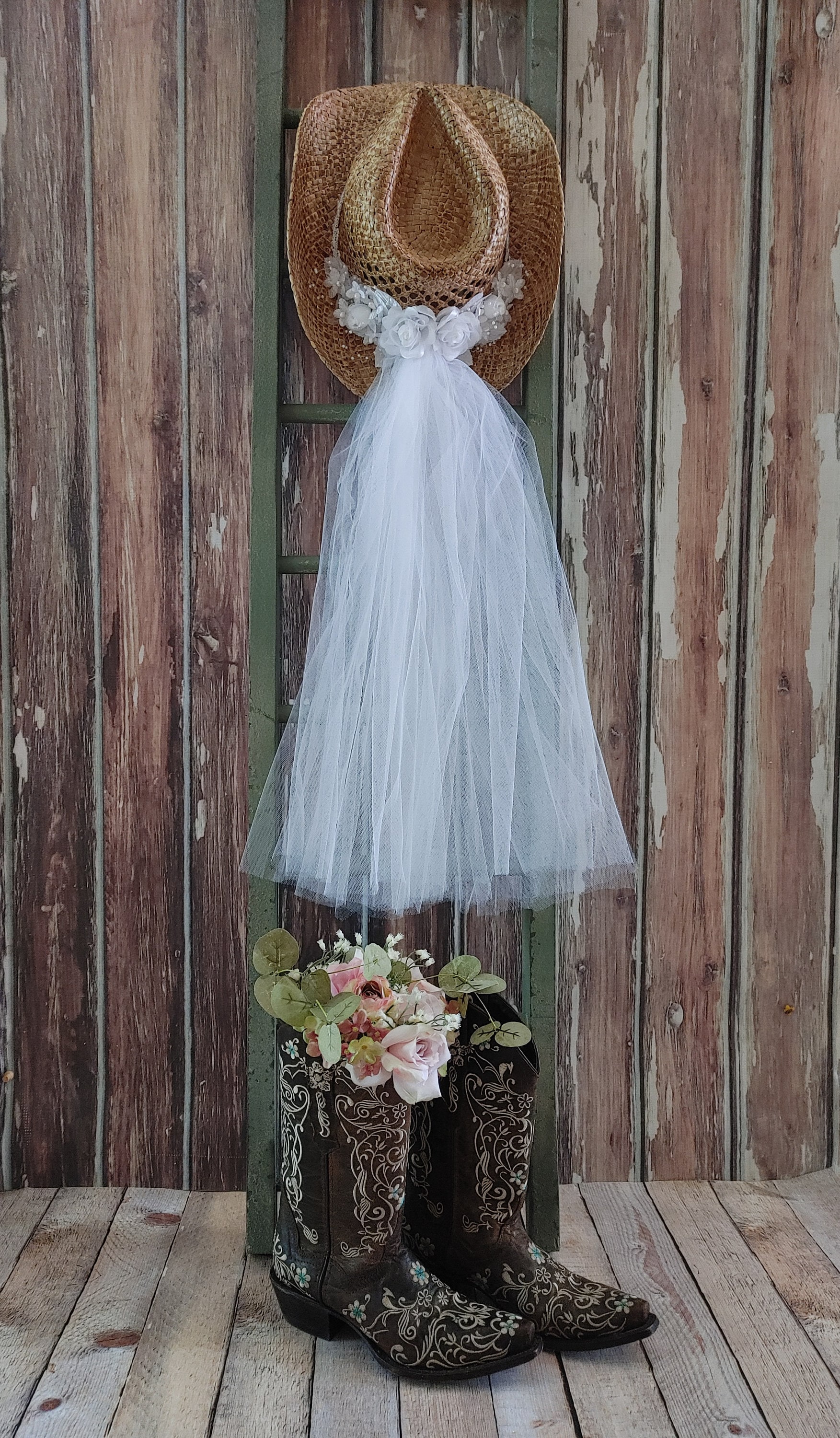 Cowgirl Wedding Hat-western Wedding-cowgirl Wedding-white 