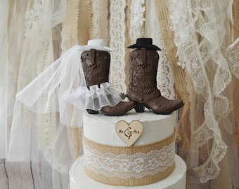 SALE western wedding cake topper cowboy cowgirl boots cake topper western bride groom cowboy hat Mr &Mrs wedding  rustic country decorations