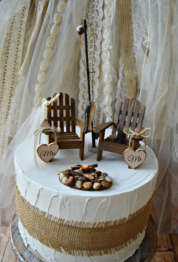 Hunting-camping-fishing-outdoors-wedding-cake Topper-fishing Groom