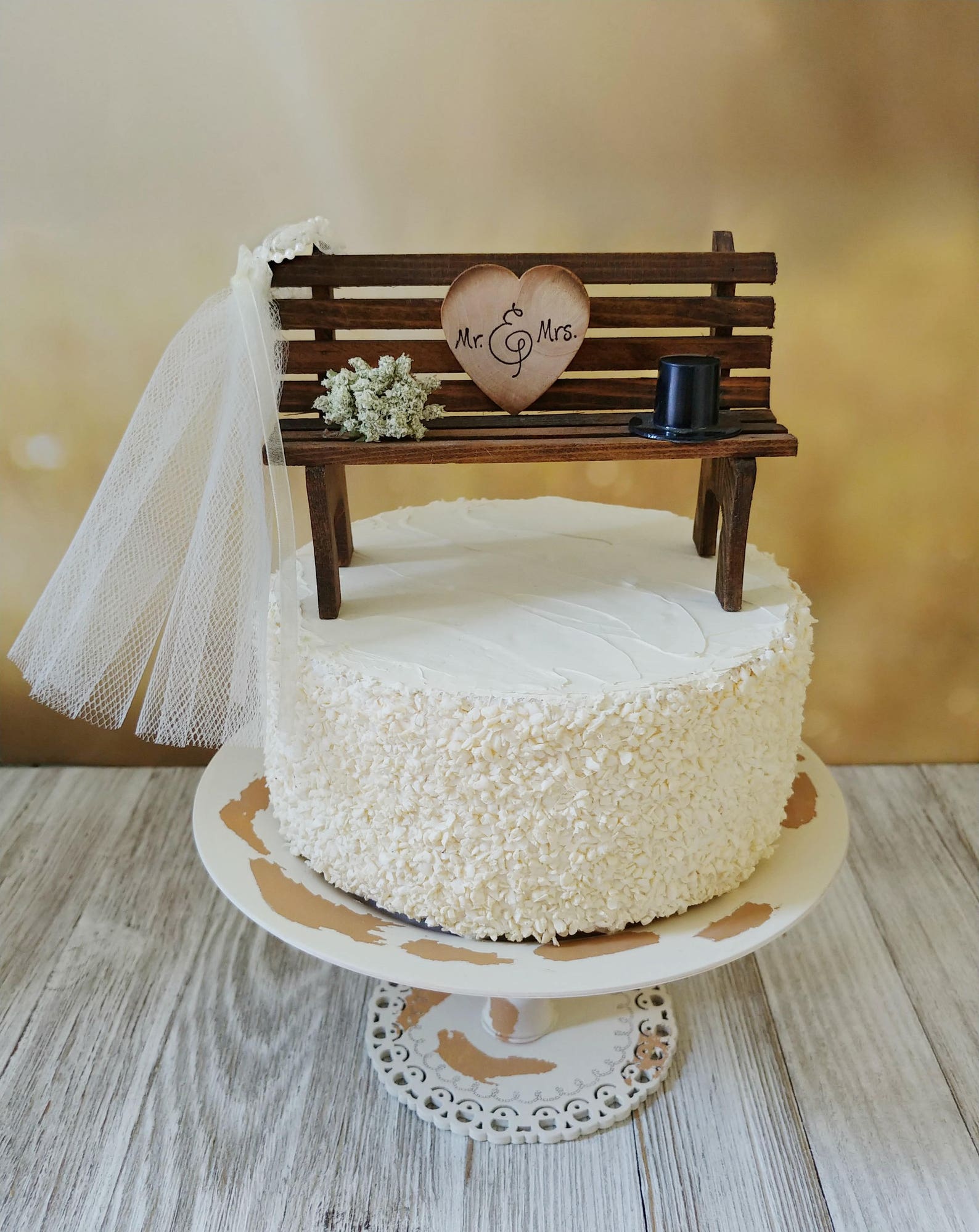 Country Bench Wedding Cake Topper Bride and Groom Park Bench Unique ...
