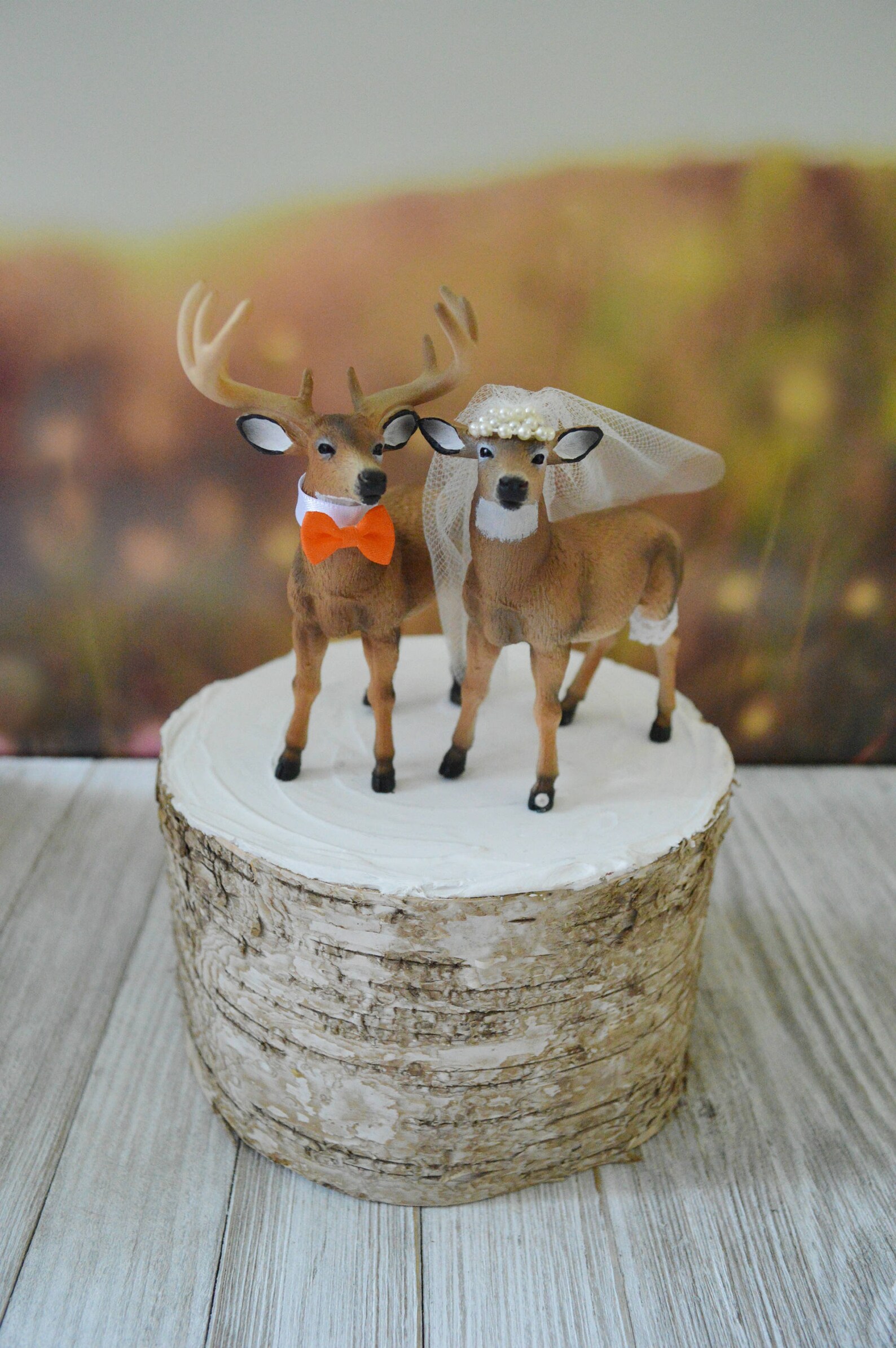 Ivory Bridedeer Wedding Cake Topperbride and Groombuck and Etsy