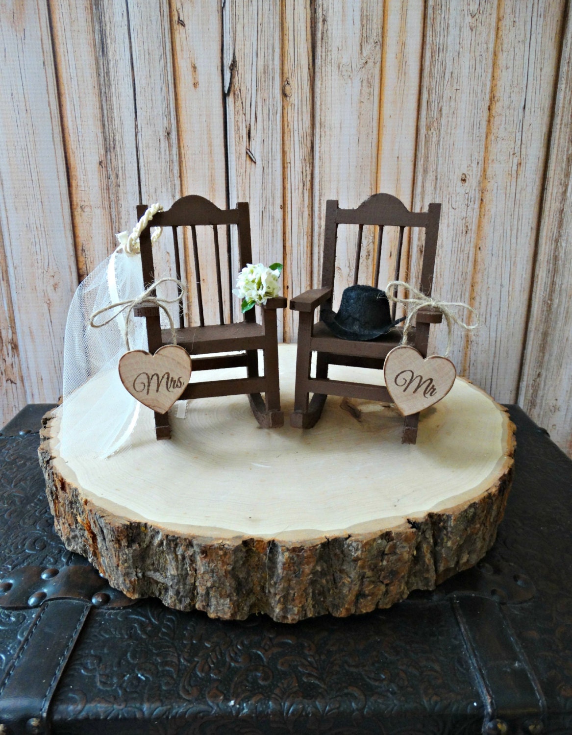 Country-wedding-rocking Chair-barn-rustic-cake Topper-bride-groom-fall ...