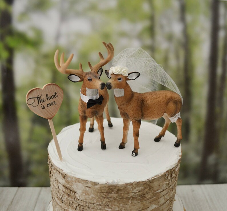 Ivory Bridedeer Wedding Cake Topperbride and Groombuck and Etsy