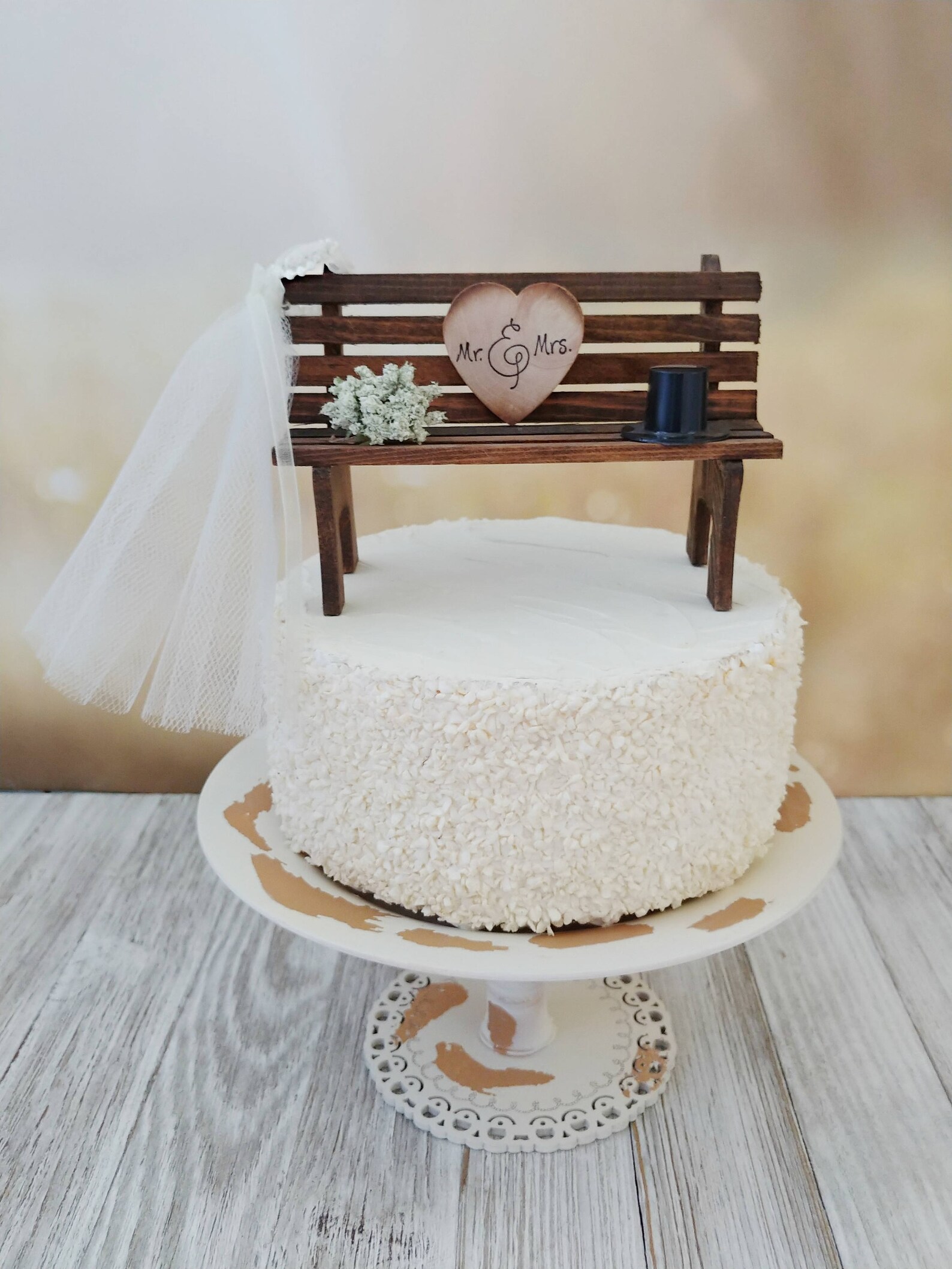 Country Bench Wedding Cake Topper Bride and Groom Park Bench Unique ...