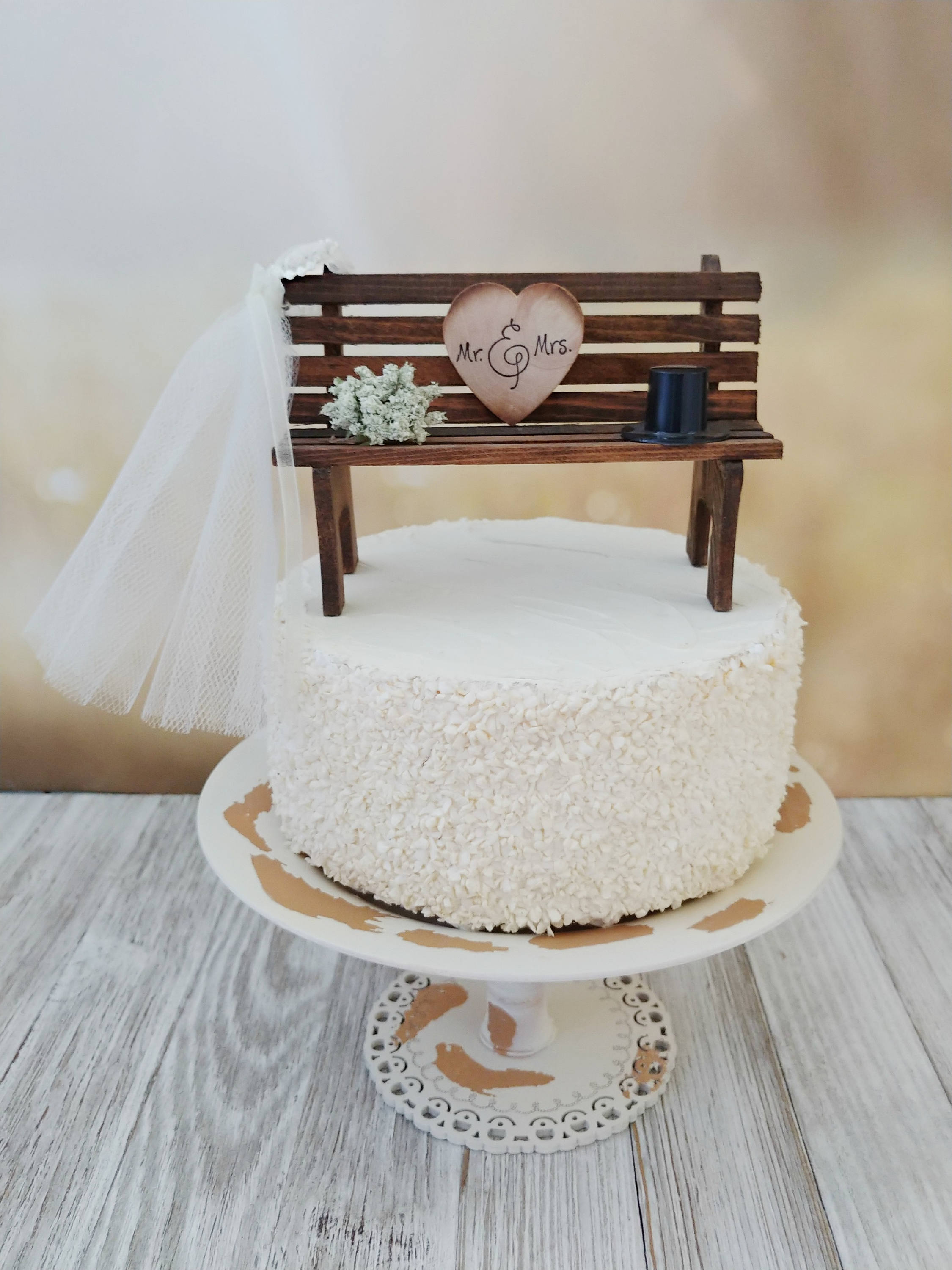 Country Bench Wedding Cake Topper Bride and Groom Park Bench Unique ...