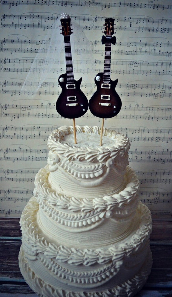 Guitare Electrique Mariage Gateau Topper Guitare Marie Rock Etsy