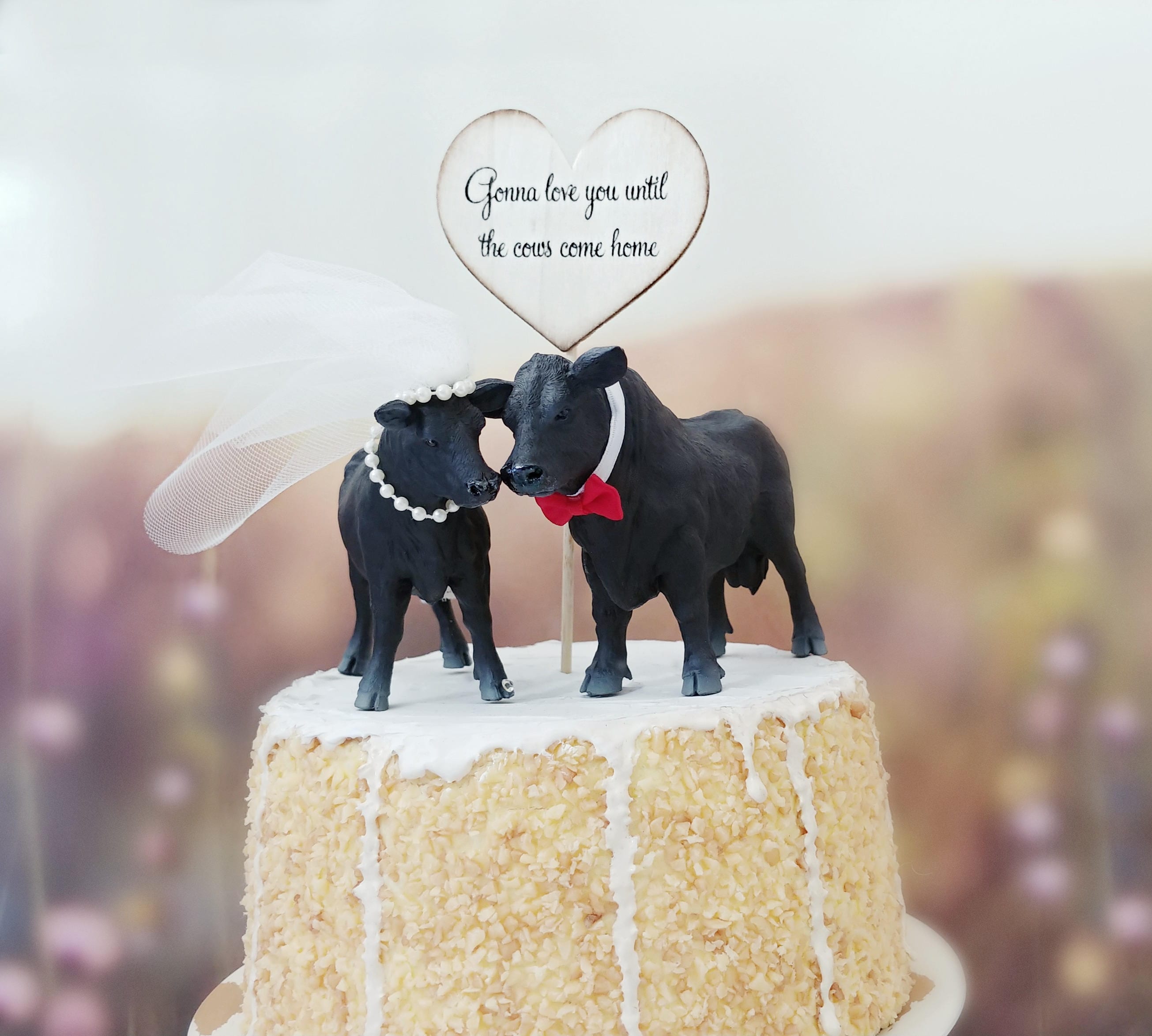 Angus Cow Cattle Bull Wedding Cake Topper Farmer Rancher Black - Etsy