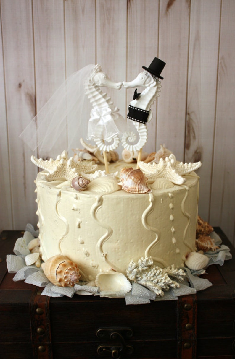 Kissing Seahorse Wedding Cake Topper Beach Themed Wedding Cake Etsy