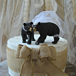 Black bear-wedding cake topper-brown bear-grizzly bear-bear lover-bear wedding topper-rustic wedding-rustic image 1