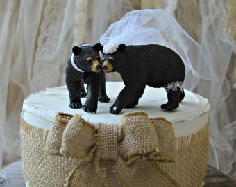 Black bear-wedding cake topper-brown bear-grizzly bear-bear lover-bear wedding topper-rustic wedding-rustic