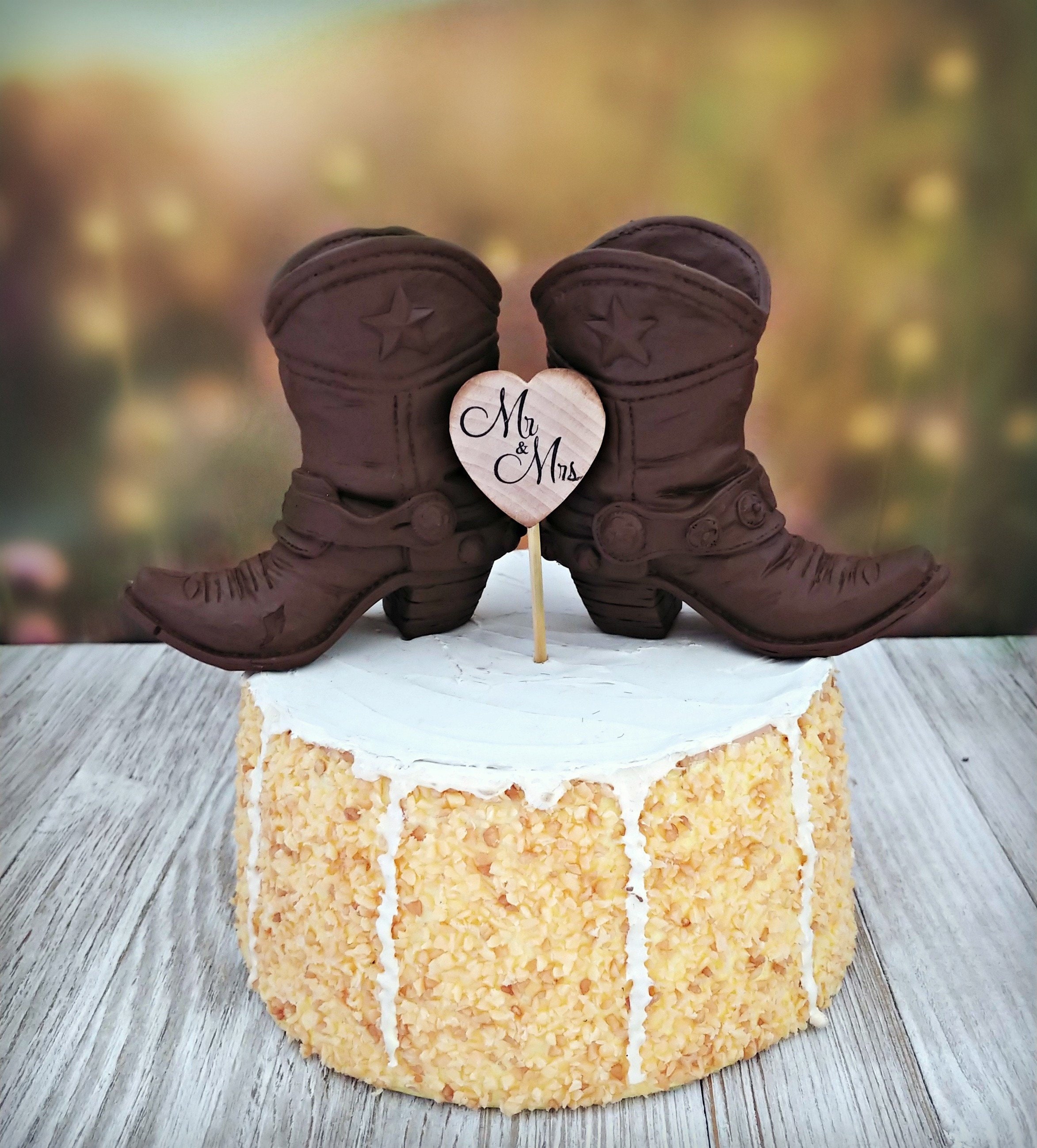 Cowboy boot birthday cake topper groom's cake wedding | Etsy España