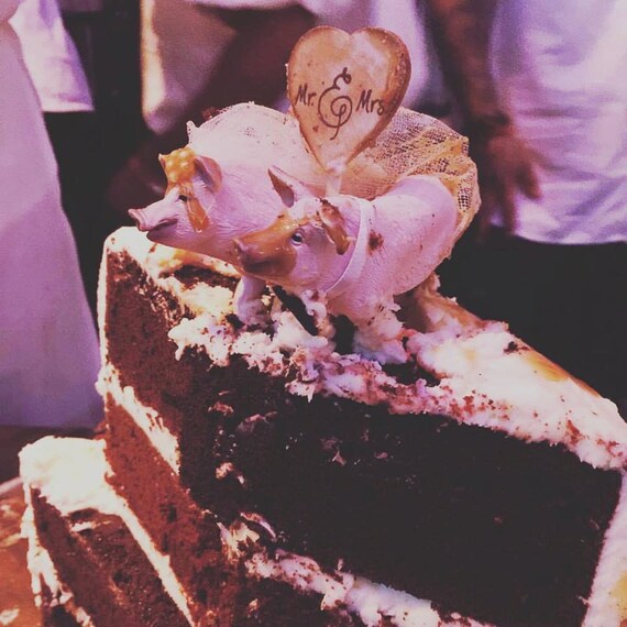 Personalised  Wedding Cake Topper Novelty Cake Decoration Bride and Groom Pig 