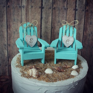 Adirondack beach wedding chairs-Adirondack chairs-wedding cake topper-beach chairs-beach wedding-destination wedding-beach-custom image 3