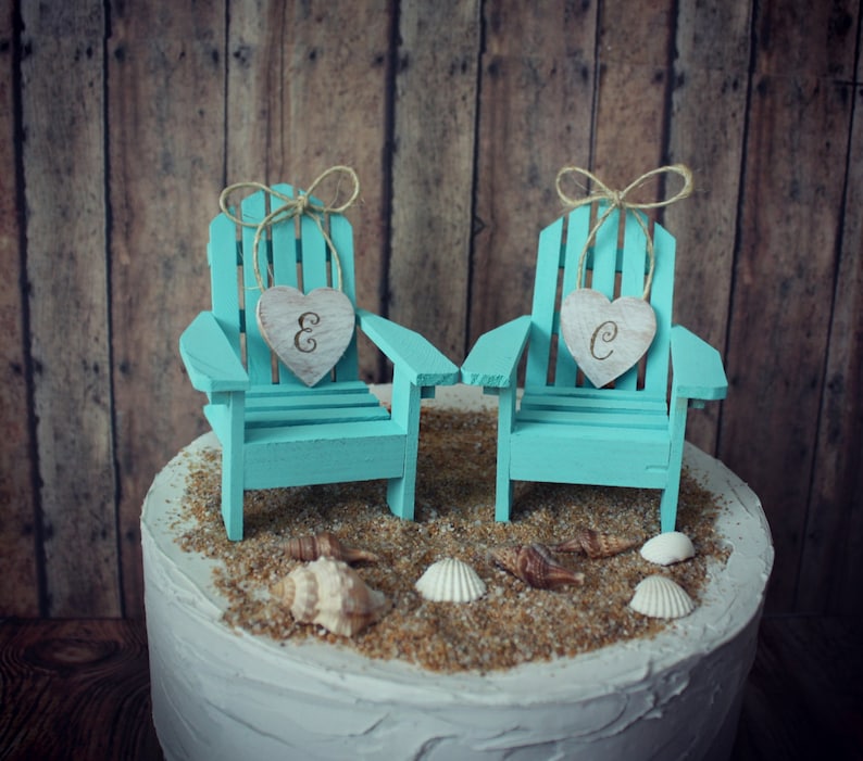 Adirondack beach wedding chairs-Adirondack chairs-wedding cake topper-beach chairs-beach wedding-destination wedding-beach-custom image 3