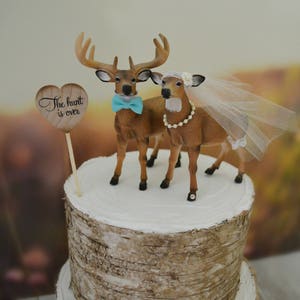 Buck and doe wedding cake topper bride and groom hunting couple antler hunting themed groom's cake camouflage deer wedding Bild 4