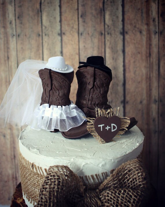 Western Cowboy Boots Wedding Cake Topper Western Etsy