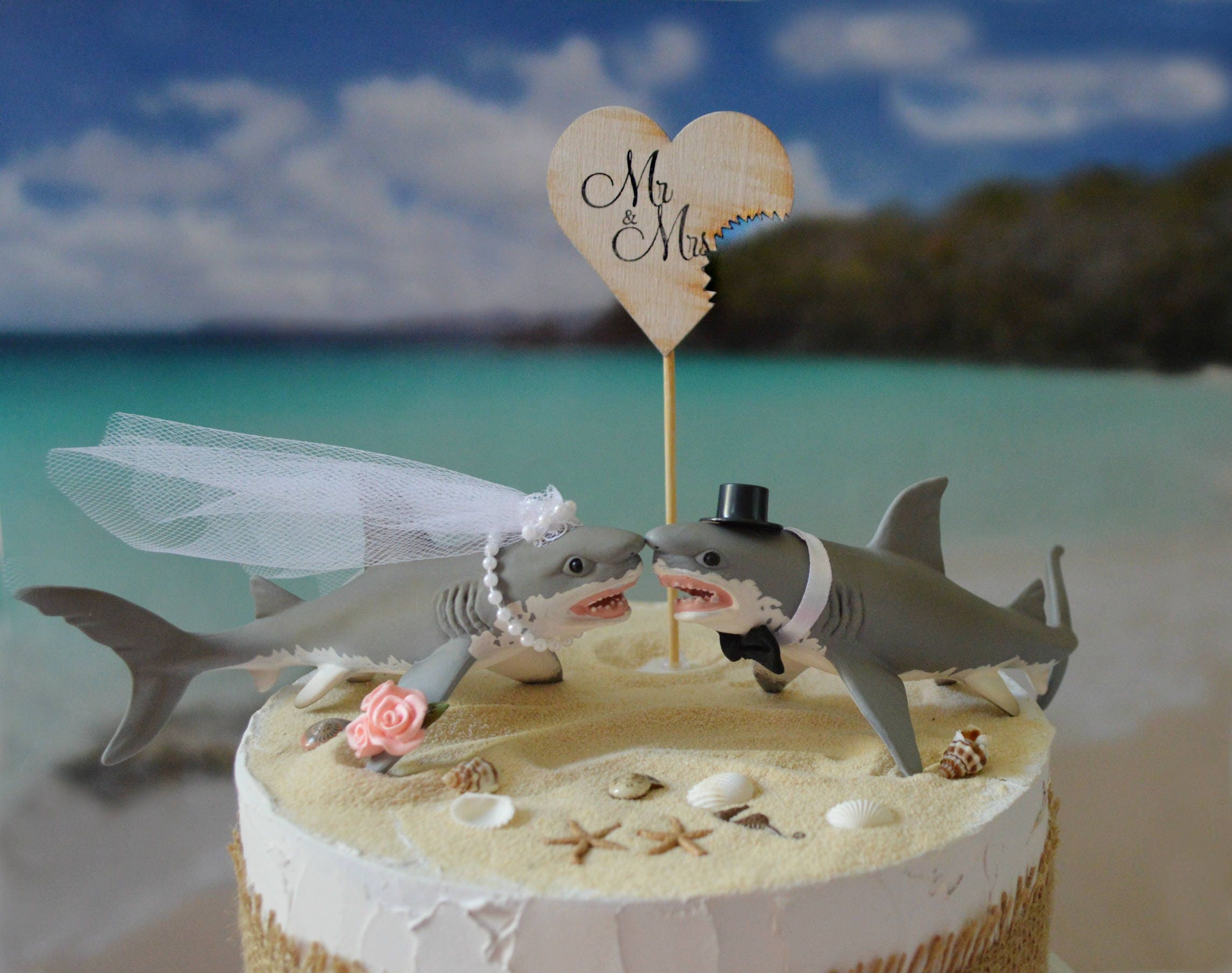 Grand Requin Blanc Gateau De Mariage Topper Mariee Et Marie Etsy