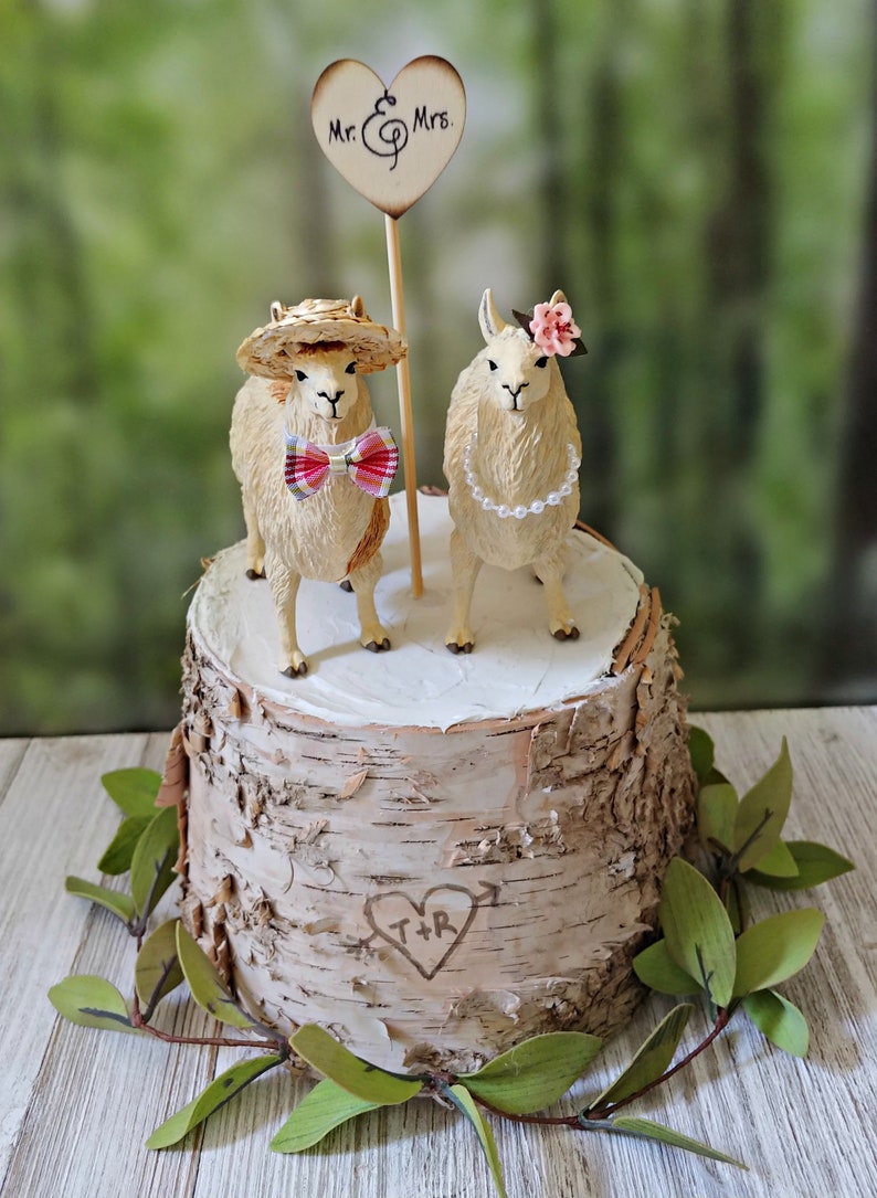 Llama Wedding Cake Topper Bride and Groom Animal Farm Alpaca Etsy