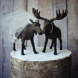 Moose wedding cake topper-Alaskan Moose-Moose cake topper-Rustic Cake topper-Hunting cake topper image 5
