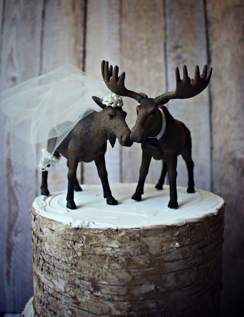 Moose wedding cake topper-Alaskan Moose-Moose cake topper-Rustic Cake topper-Hunting cake topper image 5