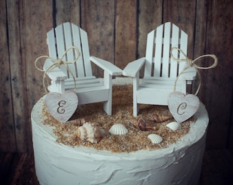 Adirondack beach wedding chairs-miniature Adirondack chairs-wedding cake topper-beach chairs-beach wedding-destination wedding-beach-custom