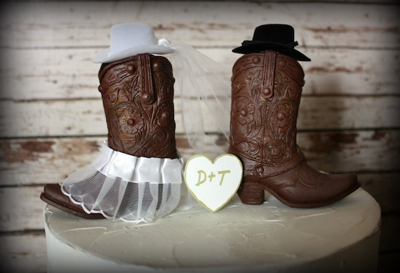 Western Cowboy Boots Wedding Cake Topper Western Etsy
