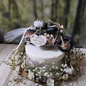 Motorcycle-ring holder cake topper-ring bearer-Harley rider-bride-groom-motorcycle rider-themed wedding-cake topper-wedding-custom