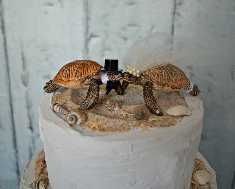 Sea turtle bride groom Mr  and Mrs wedding cake Etsy