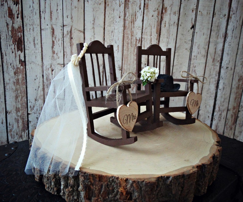 Country-wedding-rocking Chair-barn-rustic-cake Topper-bride-groom-fall ...