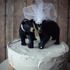 Black bear-wedding cake topper-brown bear-grizzly bear-bear lover-bear wedding topper-rustic wedding-rustic image 3