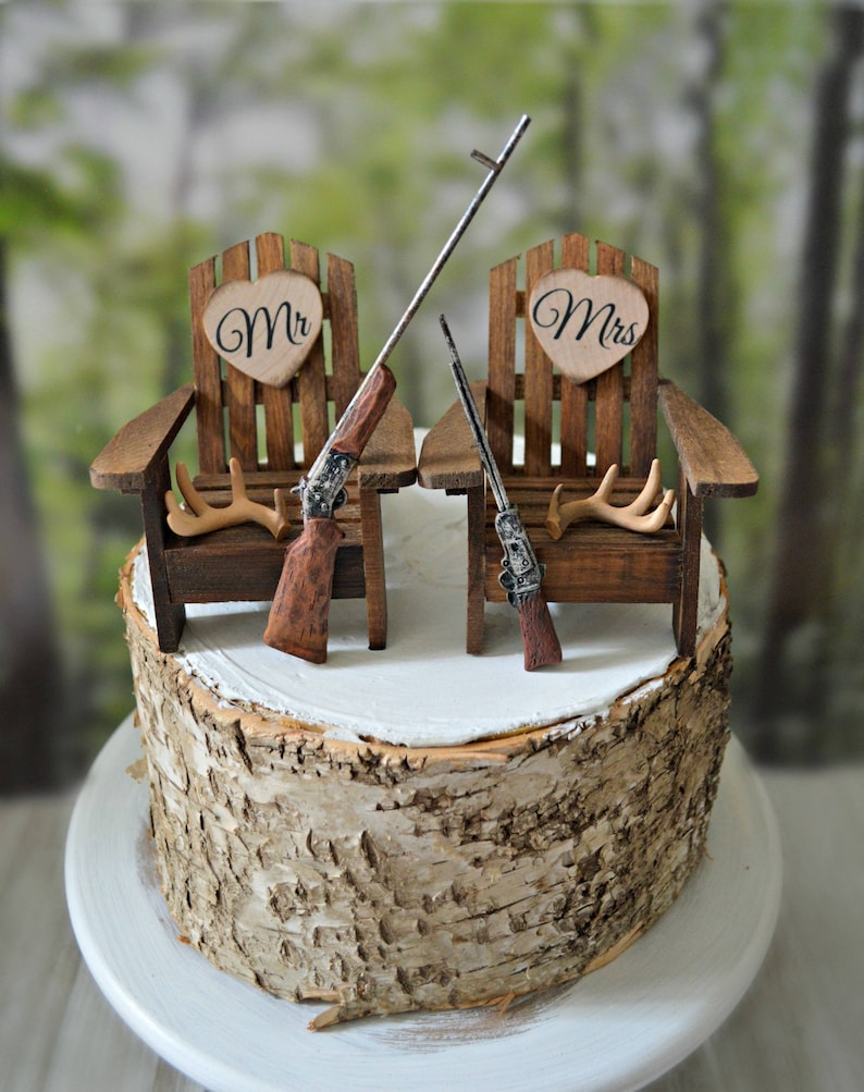 Hunting Themed Wedding Cake Topper Bride Groom Hunters Etsy
