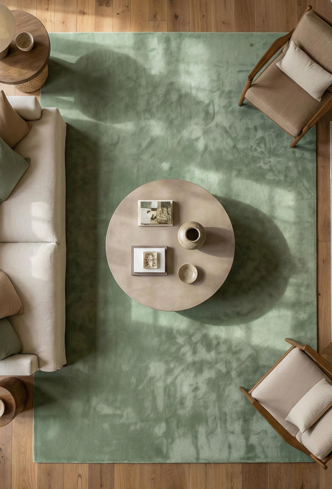 Hand Tufted Wool Area Rug 8x10 Ft | Minimalist Green Carpet | Modern ...