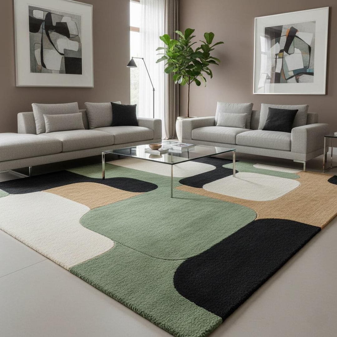 Hand Tufted Wool Area Rug | Modern Minimalist Living Room Carpet - Etsy