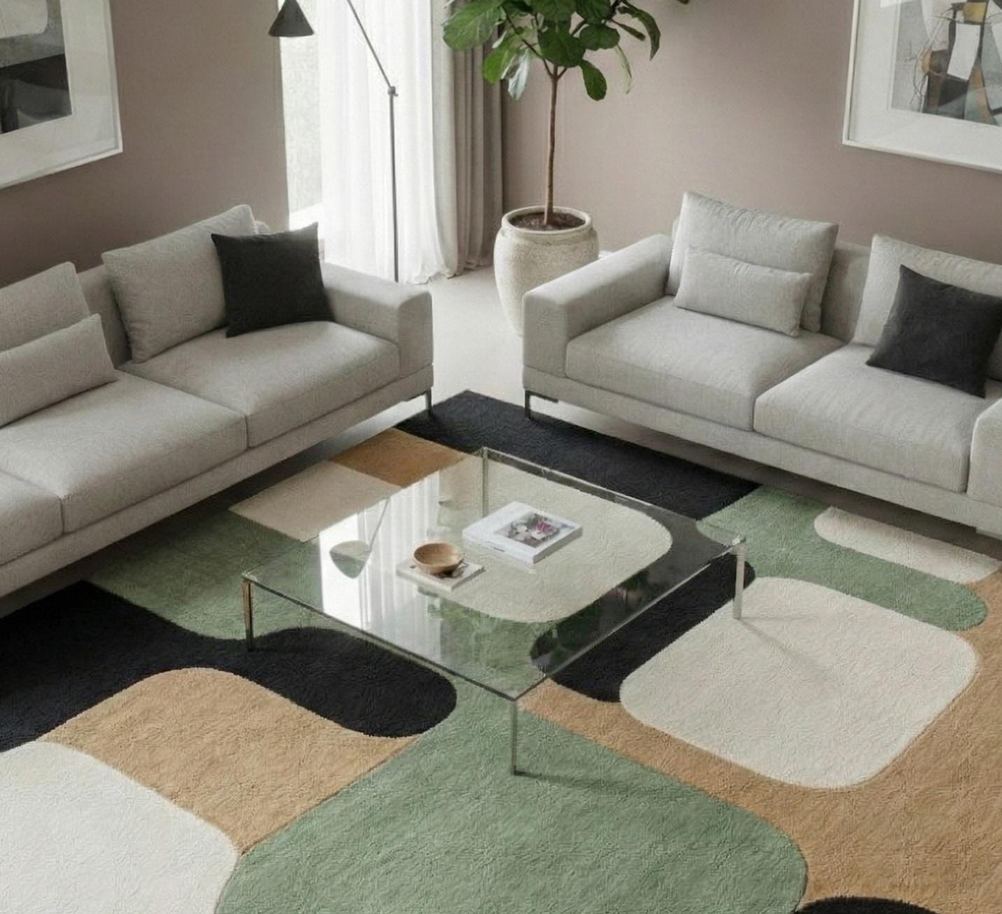 Hand Tufted Wool Area Rug | Modern Minimalist Living Room Carpet - Etsy