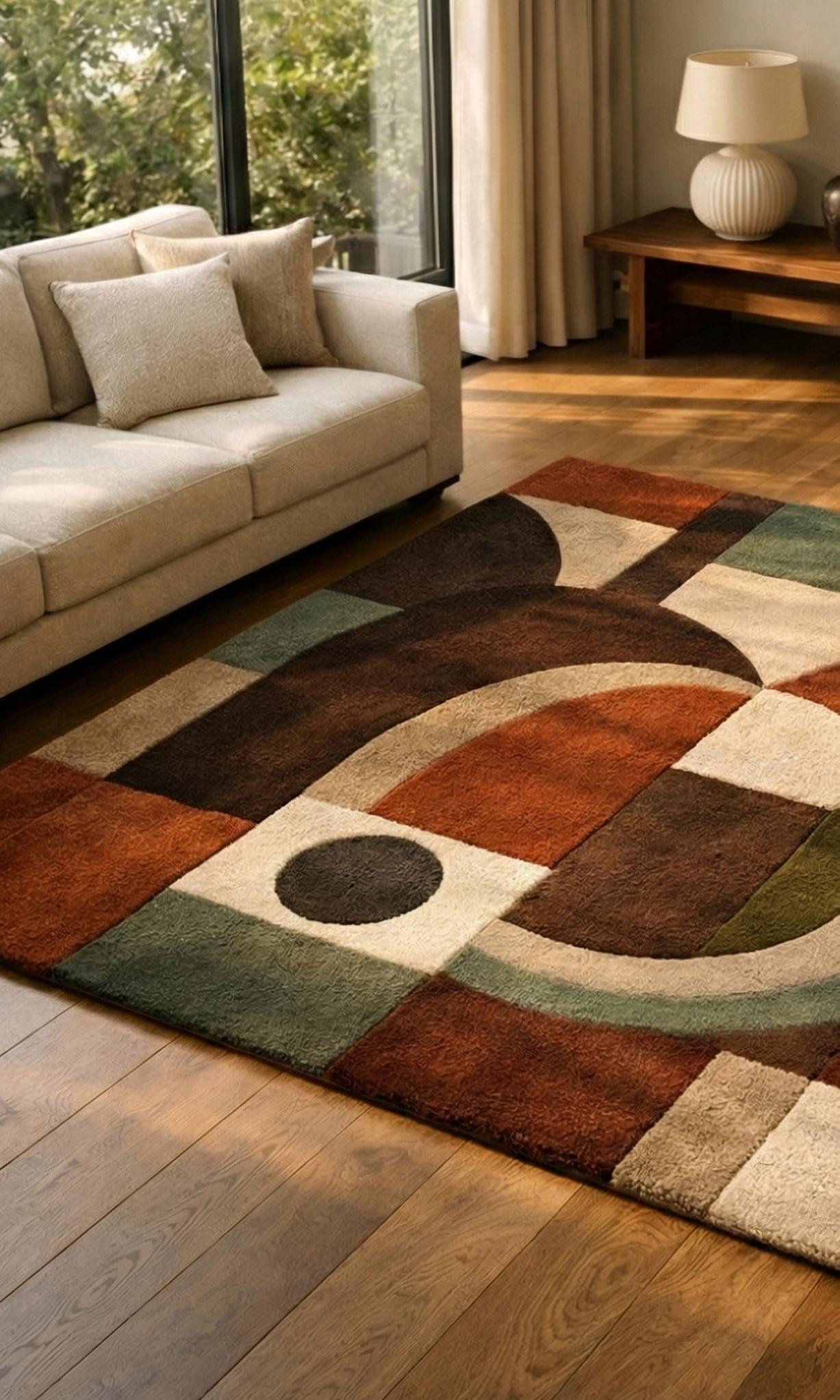 Hand Tufted Wool Area Rug | Modern Abstract Geometric Design | Living ...