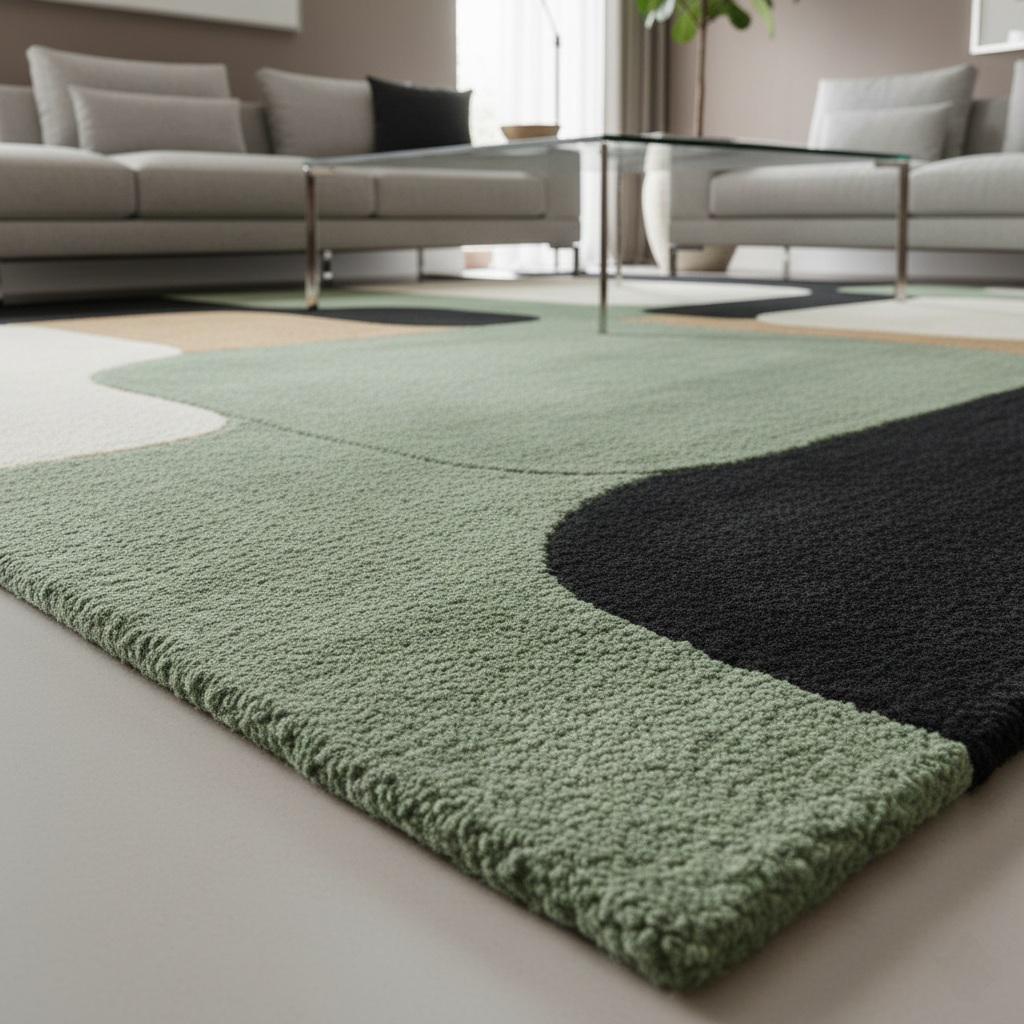 Hand Tufted Wool Area Rug | Modern Minimalist Living Room Carpet - Etsy
