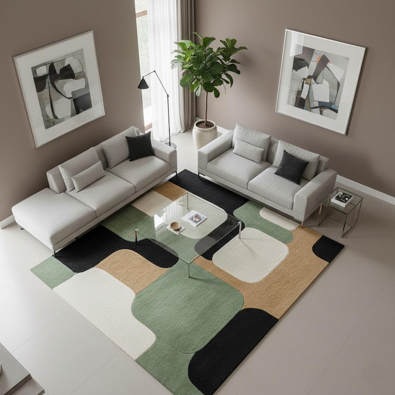 Hand Tufted Wool Area Rug | Modern Minimalist Living Room Carpet - Etsy