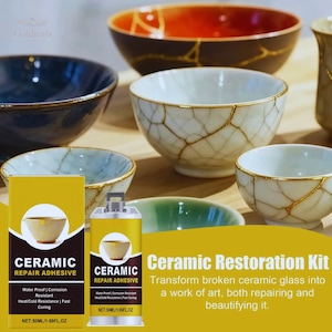 DIY Kintsugi Pottery Repair Kit, Gold Ceramic Restoration Set, Wabi Sabi Craft Art